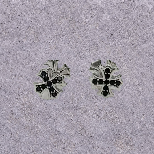 Black Cross Double-Sided Screw Back Studs