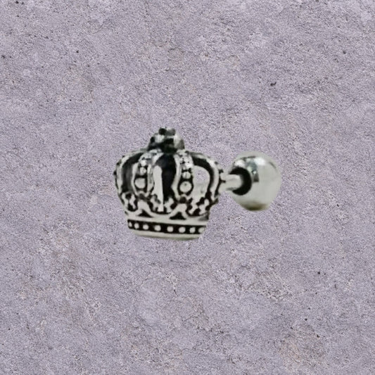Crown Oxidized Silver Screw Back Studs