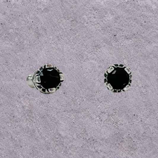 Dark Crown Oxidized Silver Studs
