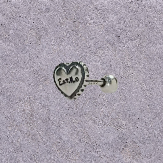 Eat Me Heart Oxidized Silver Screw Back Studs