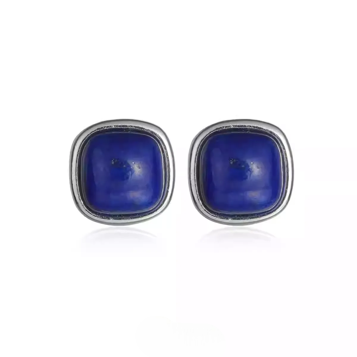 Minimalist Lapis Lazuli Square Earrings S925 Silver Niche Style