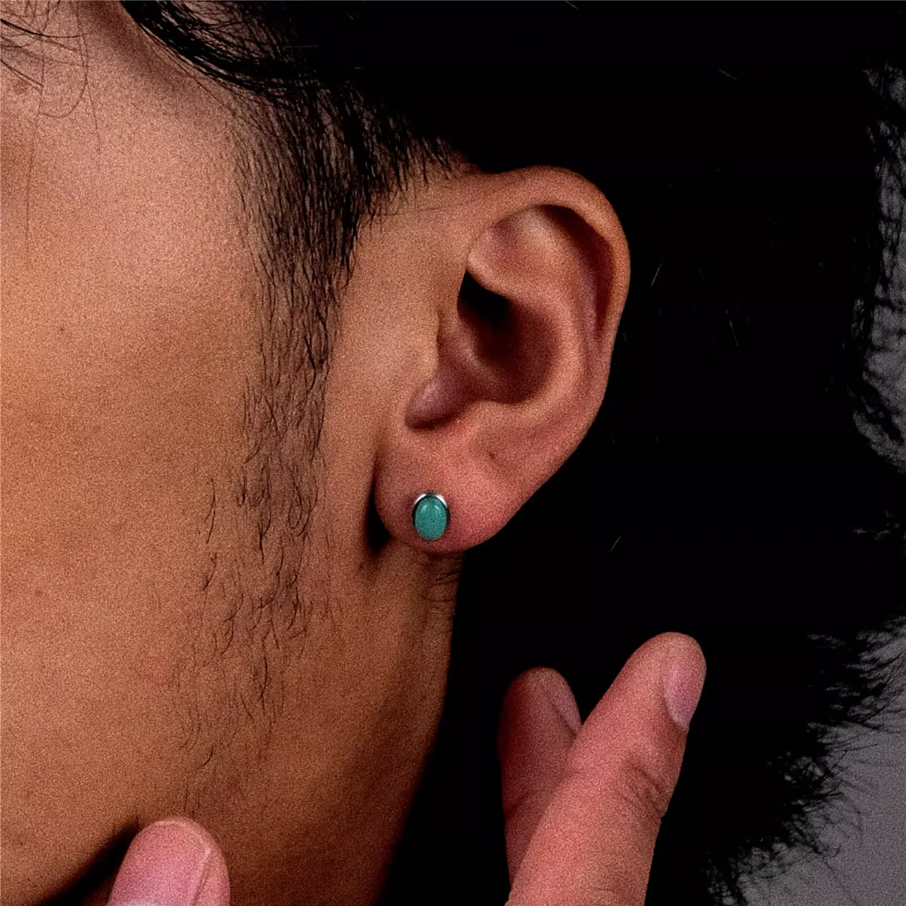 S925 Silver Turquoise Stud Earrings Classic Oval Boho Jewelry