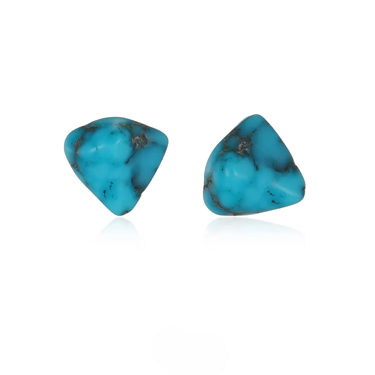 Sky Blue Raw Turquoise Studs Vintage Tibetan Unisex Silver Jewelry