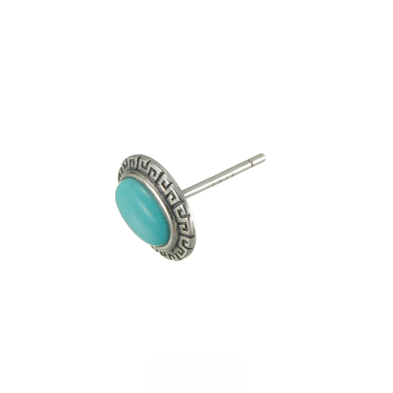 Tribal Engraved Solitaire Turquoise Studs S925 Silver Unisex Niche