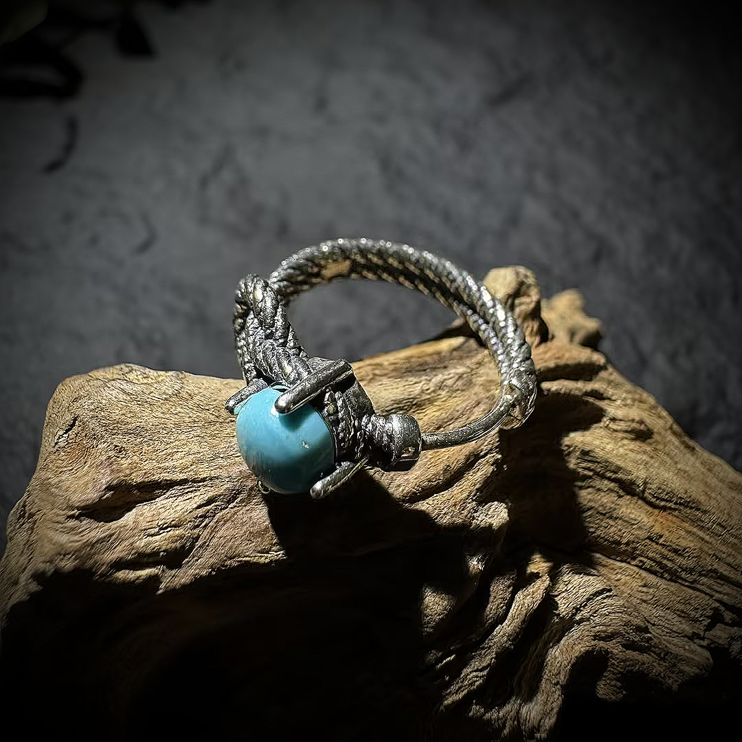 Heritage 925 Silver Knotted Earrings Natural Turquoise Unisex