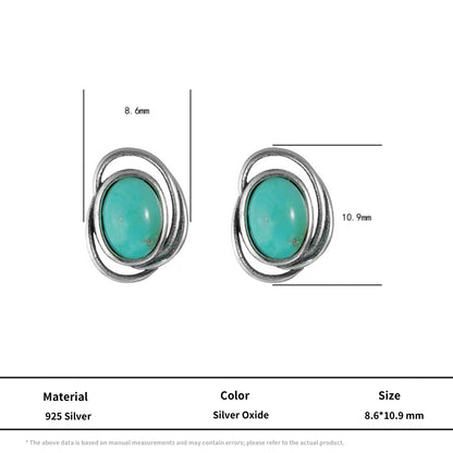 Artisan Double-Track Turquoise Studs S925 Silver Wabi-sabi