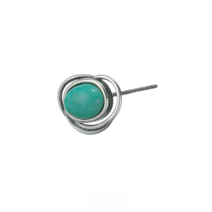 Artisan Double-Track Turquoise Studs S925 Silver Wabi-sabi