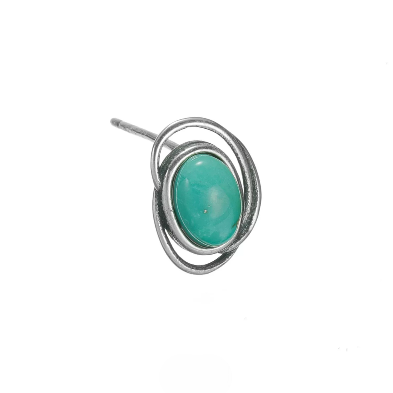 Artisan Double-Track Turquoise Studs S925 Silver Wabi-sabi