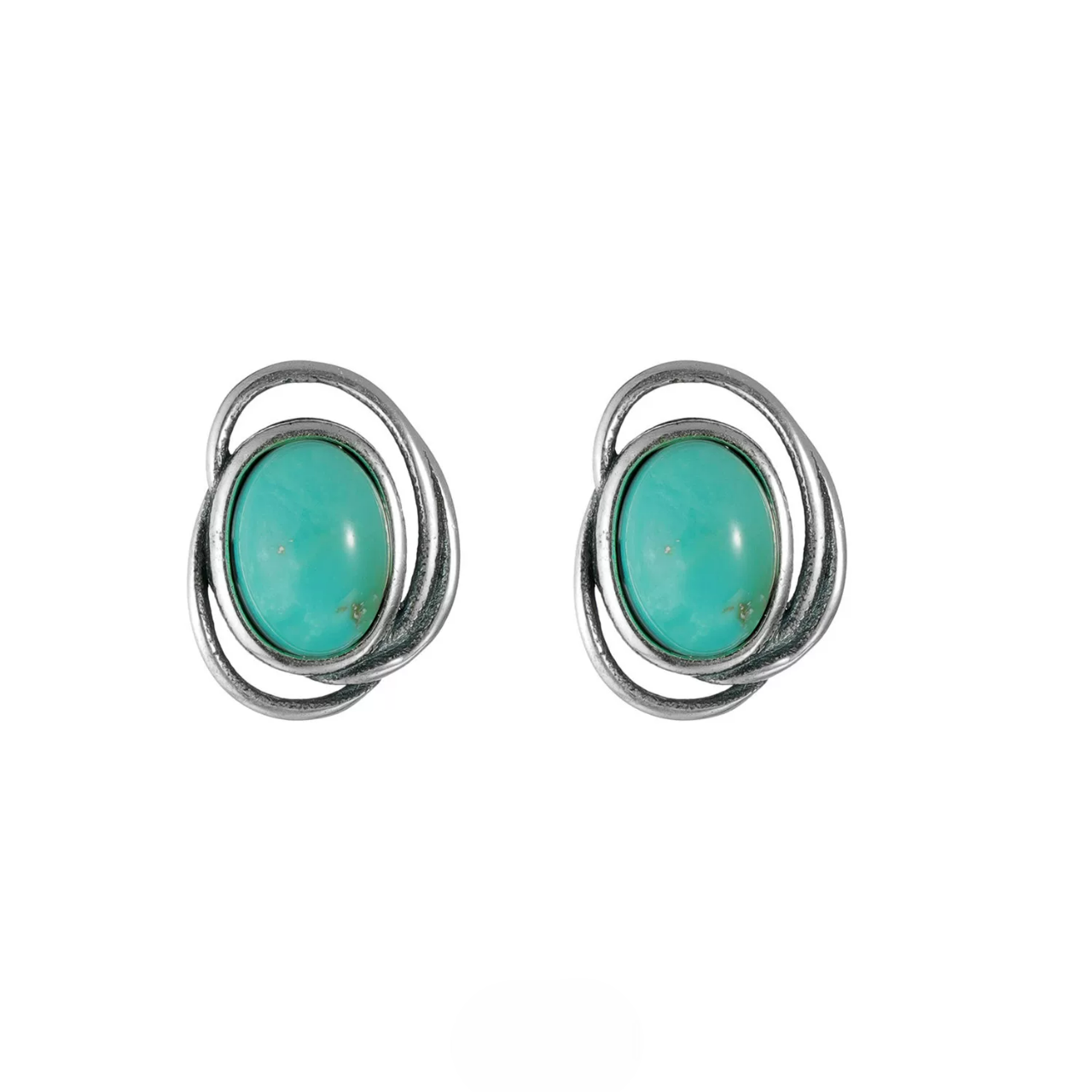 Artisan Double-Track Turquoise Studs S925 Silver Wabi-sabi