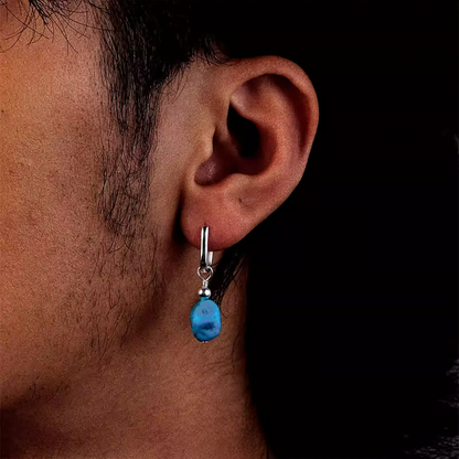Artisan Raw Turquoise Silver Hoops Heritage Style for Modern Souls