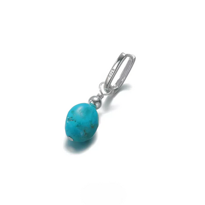 Artisan Raw Turquoise Silver Hoops Heritage Style for Modern Souls