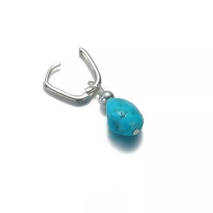 Artisan Raw Turquoise Silver Hoops Heritage Style for Modern Souls