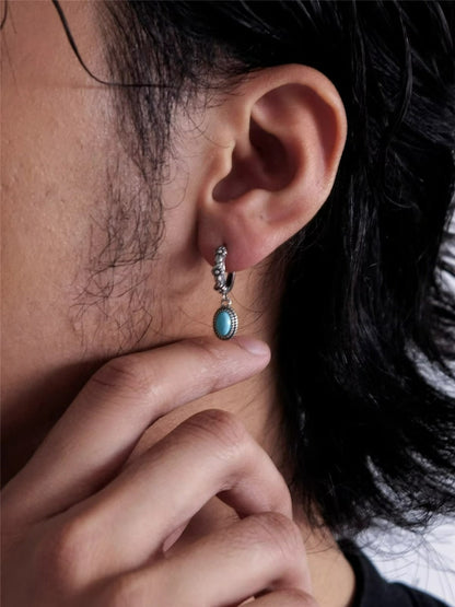 Artisan Turquoise S925 Silver Hoops Unisex Streetwear Statement