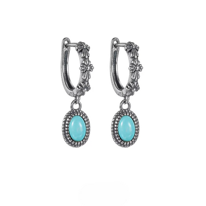 Artisan Turquoise S925 Silver Hoops Unisex Streetwear Statement