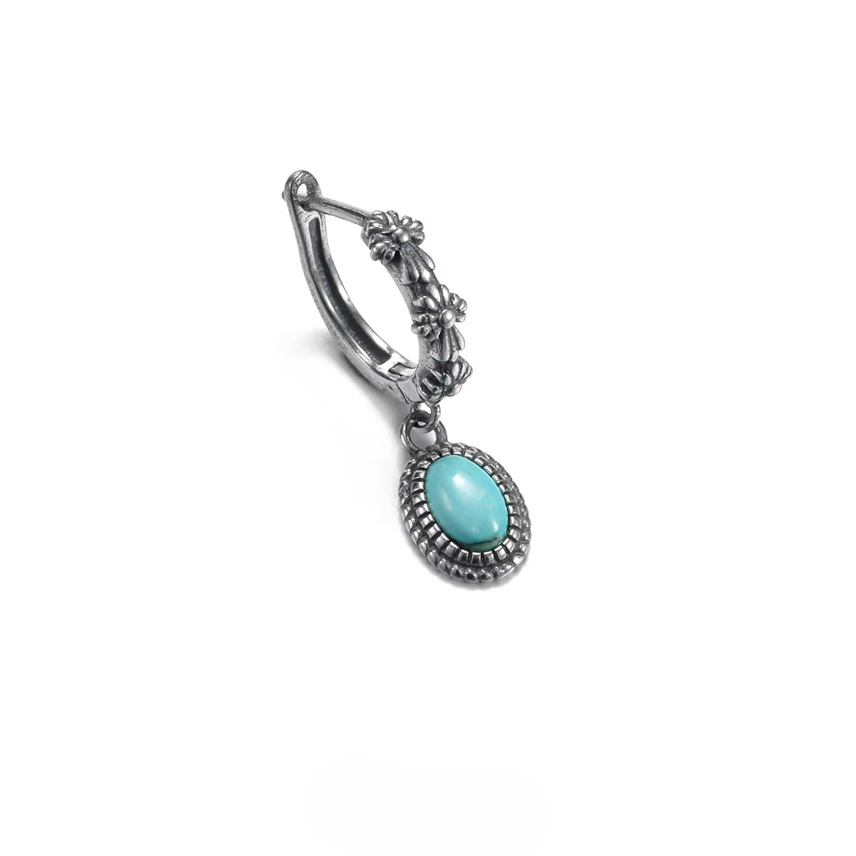 Artisan Turquoise S925 Silver Hoops Unisex Streetwear Statement