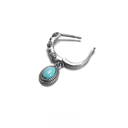 Artisan Turquoise S925 Silver Hoops Unisex Streetwear Statement