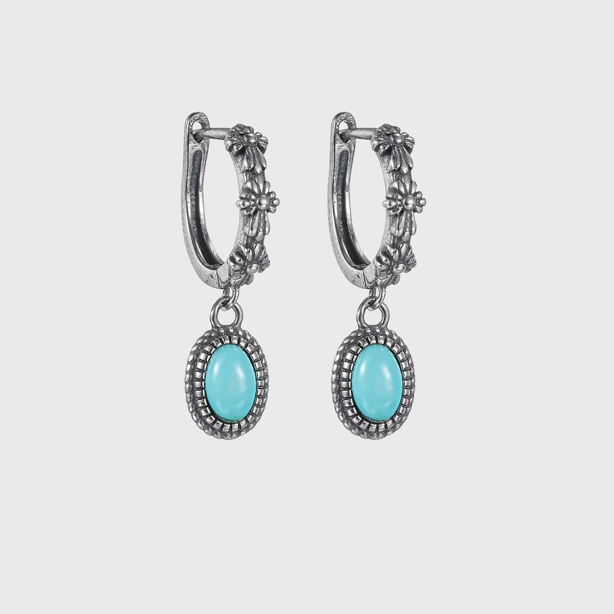 Artisan Turquoise S925 Silver Hoops Unisex Streetwear Statement
