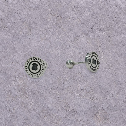 Bear Token Oxidized Silver Studs