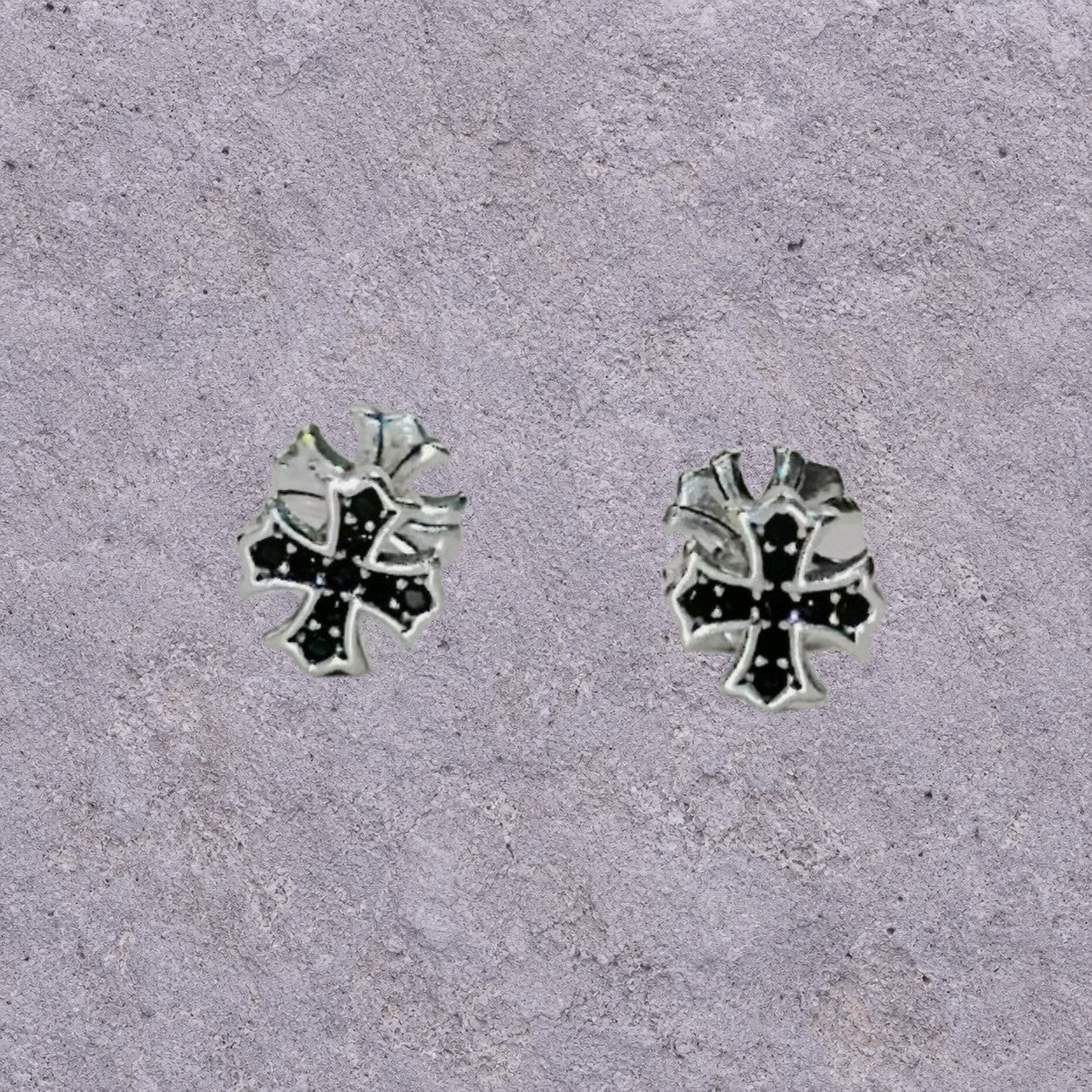 Black Cross Double-Sided Screw Back Studs