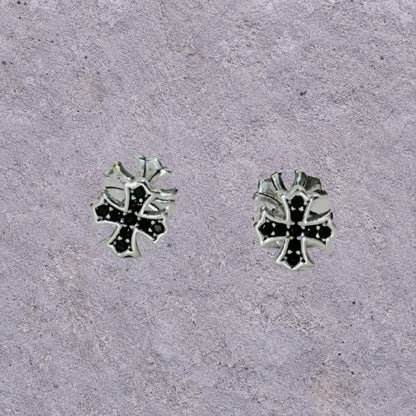 Black Cross Double-Sided Screw Back Studs