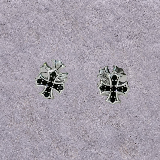 Black Cross Double-Sided Screw Back Studs