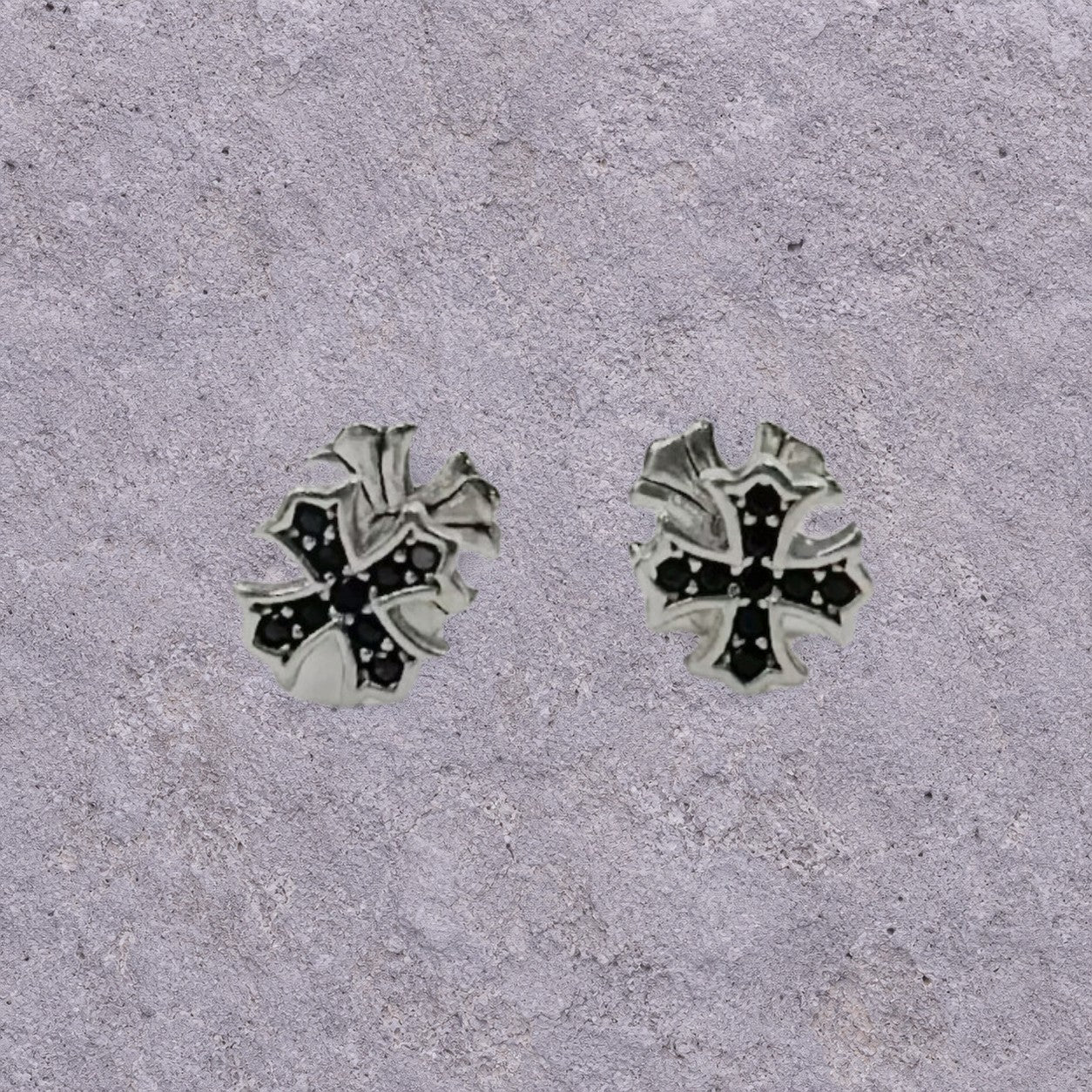 Black Cross Double-Sided Screw Back Studs