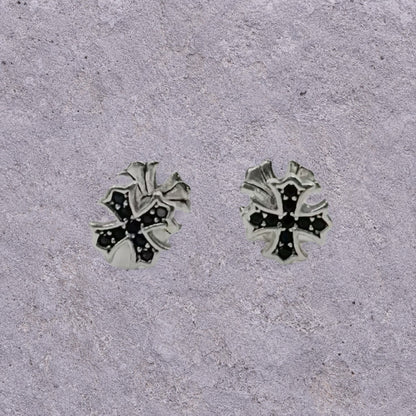 Black Cross Double-Sided Screw Back Studs