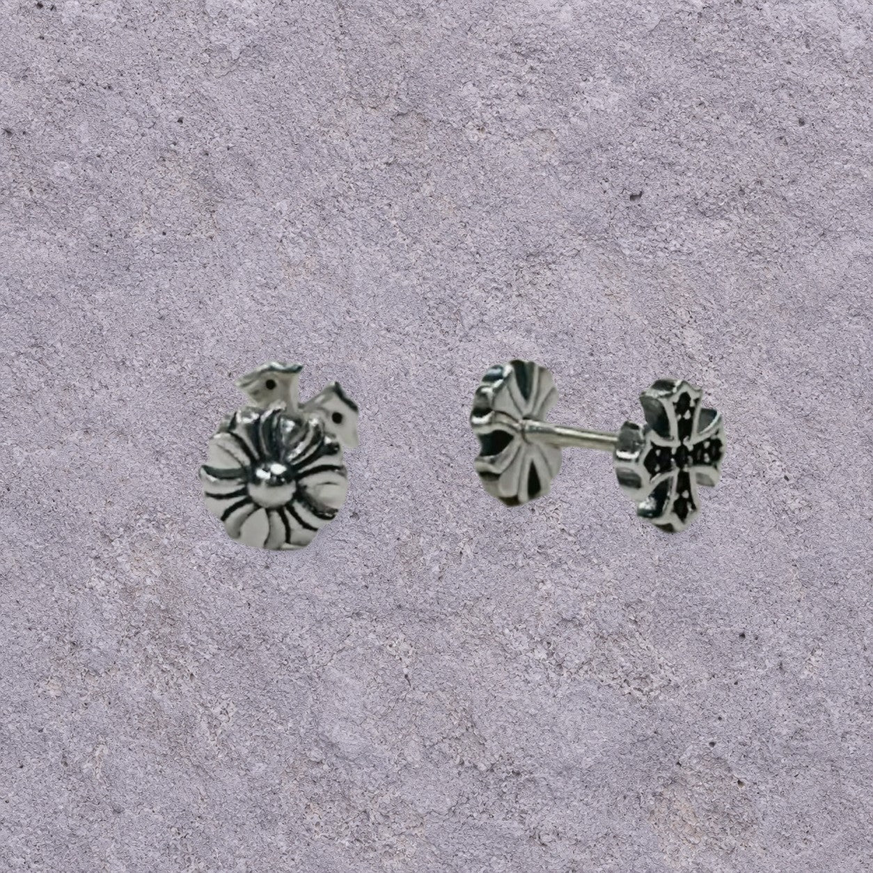 Black Cross Double-Sided Screw Back Studs