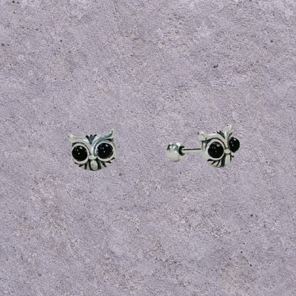 Black Onyx Owl Screw Back Studs