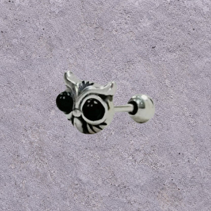 Black Onyx Owl Screw Back Studs