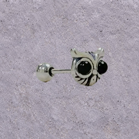 Black Onyx Owl Screw Back Studs