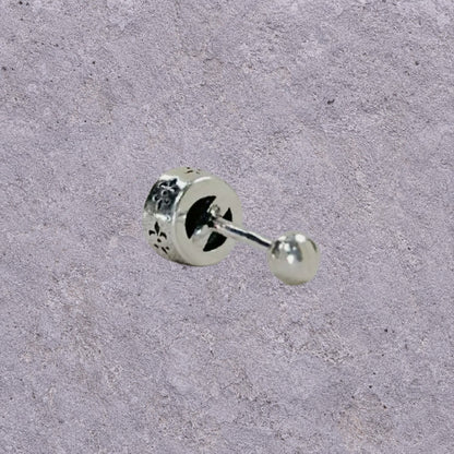 Black Zircon Round Screw Back Studs