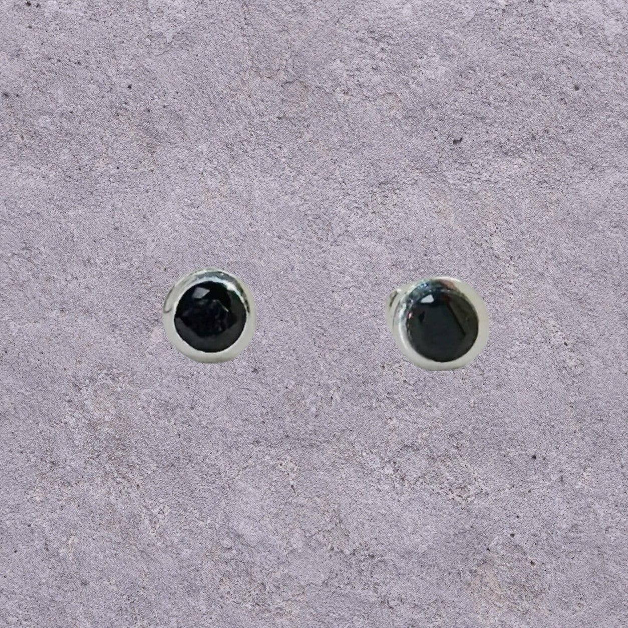 Black Zircon Round Screw Back Studs