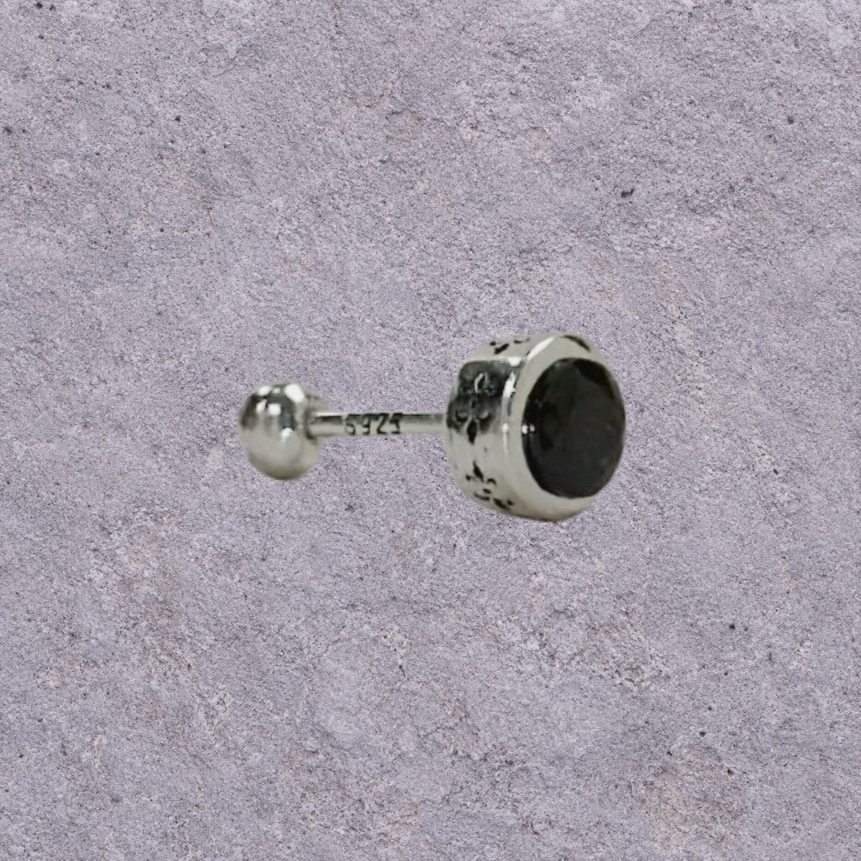 Black Zircon Round Screw Back Studs