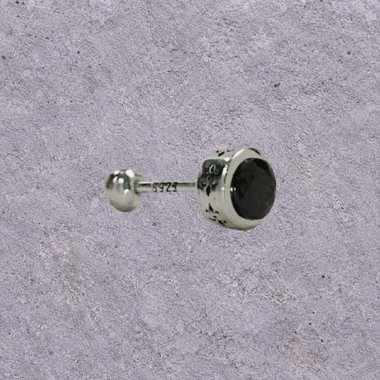 Black Zircon Round Screw Back Studs