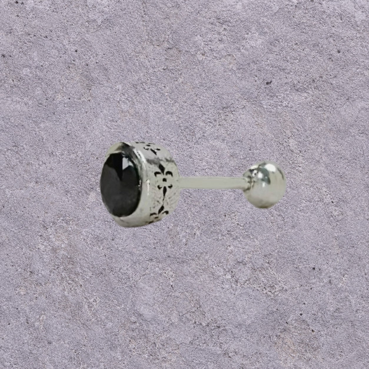 Black Zircon Round Screw Back Studs