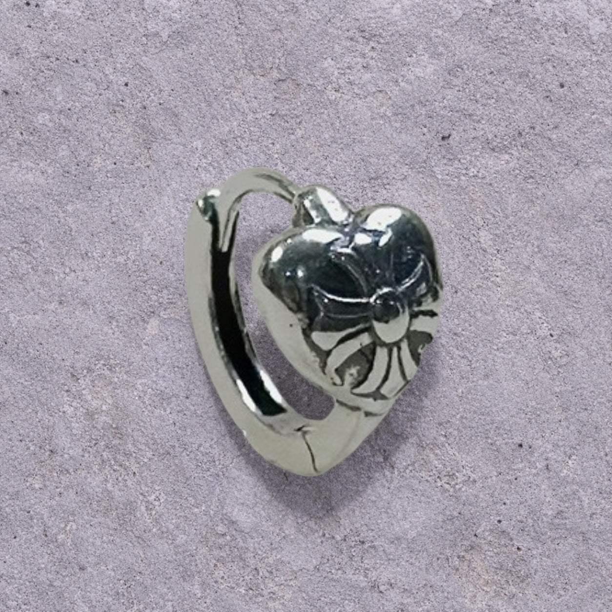 Bow Heart Oxidized S925 Huggie Hoop Earrings