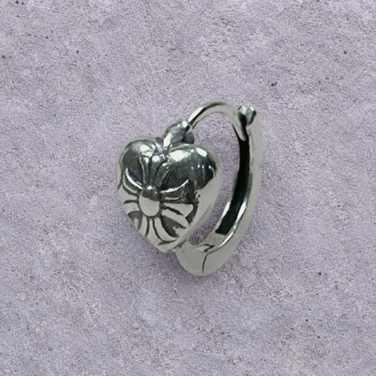 Bow Heart Oxidized S925 Huggie Hoop Earrings