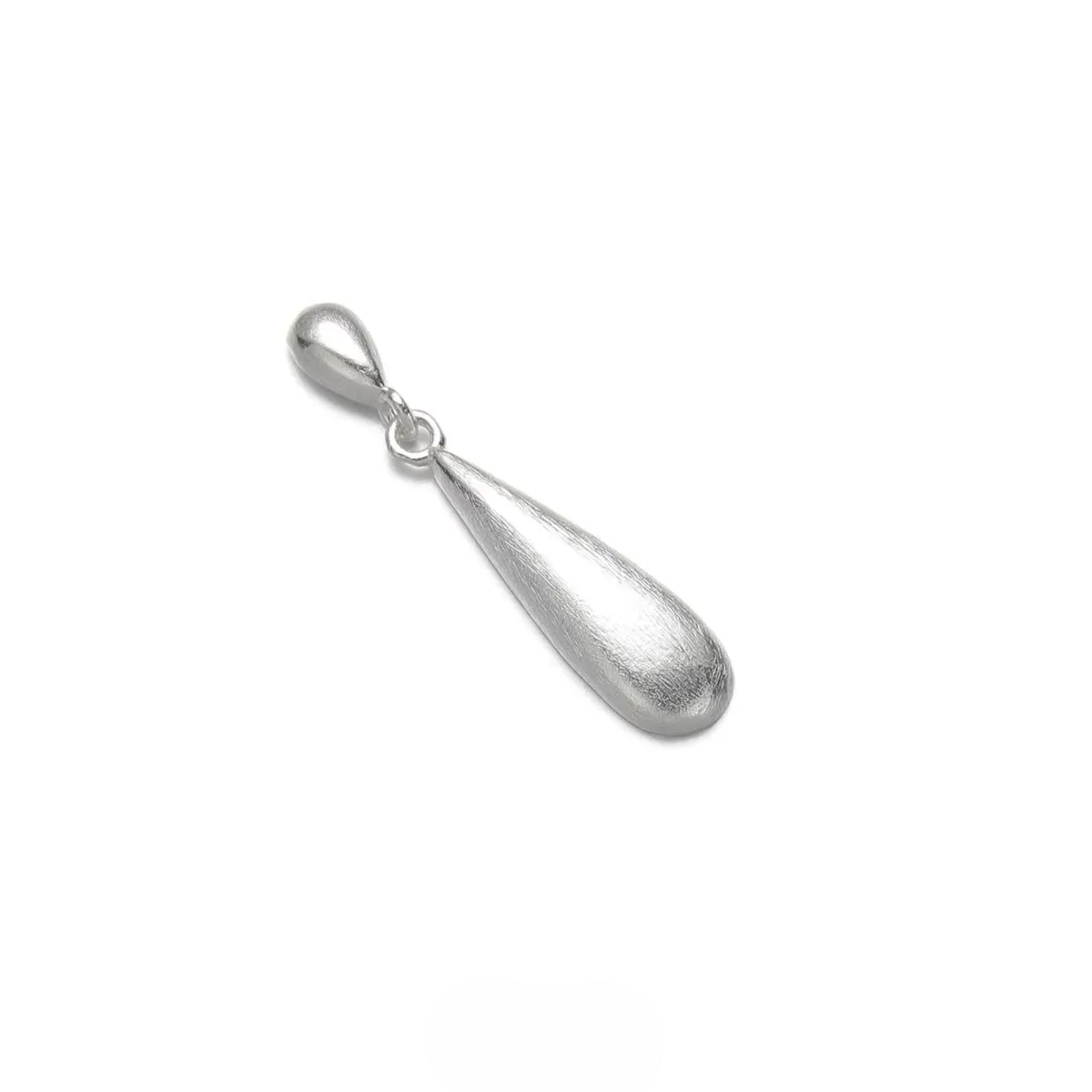 Brushed 925 Sterling Silver Teardrop Earrings Matte Waterdrop Dangles with smooth brushed finish and elongated shape