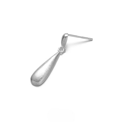 Brushed 925 Sterling Silver Teardrop Earrings Matte Waterdrop Dangles with elegant drop design and subtle texture in s925 silver