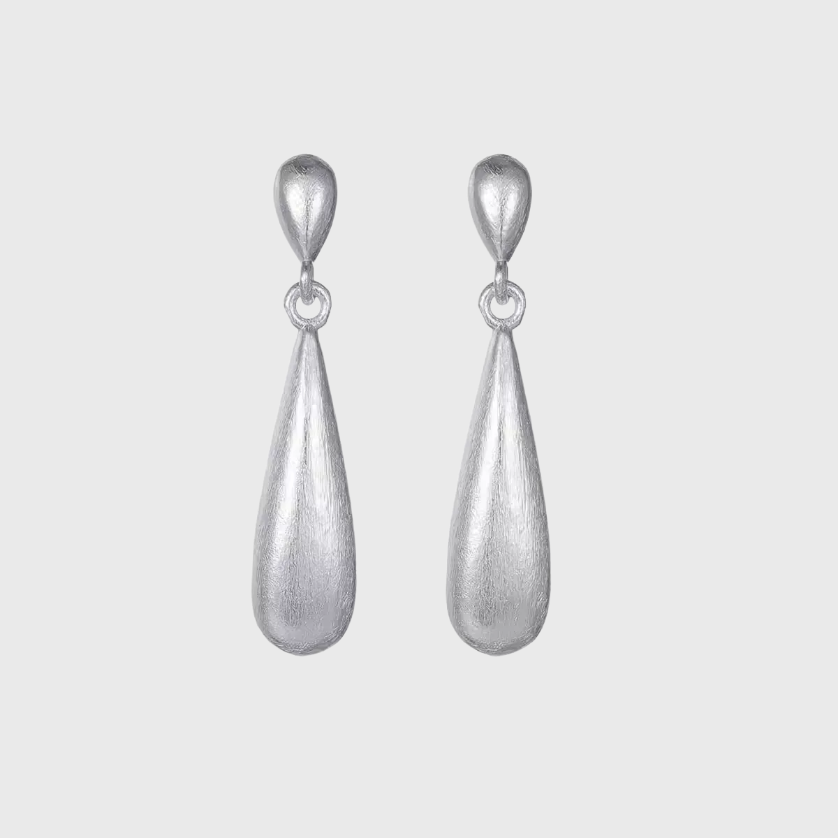 Brushed 925 Sterling Silver Teardrop Earrings Matte Waterdrop Dangles with sleek minimalist design in s925 silver