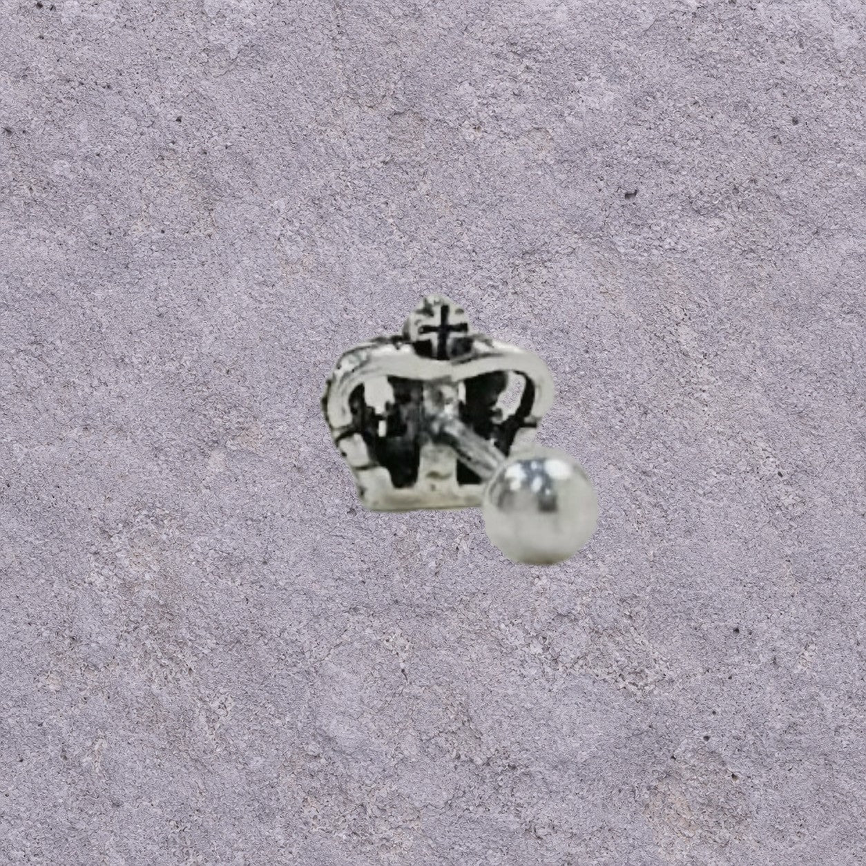 Crown Oxidized Silver Screw Back Studs