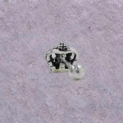 Crown Oxidized Silver Screw Back Studs