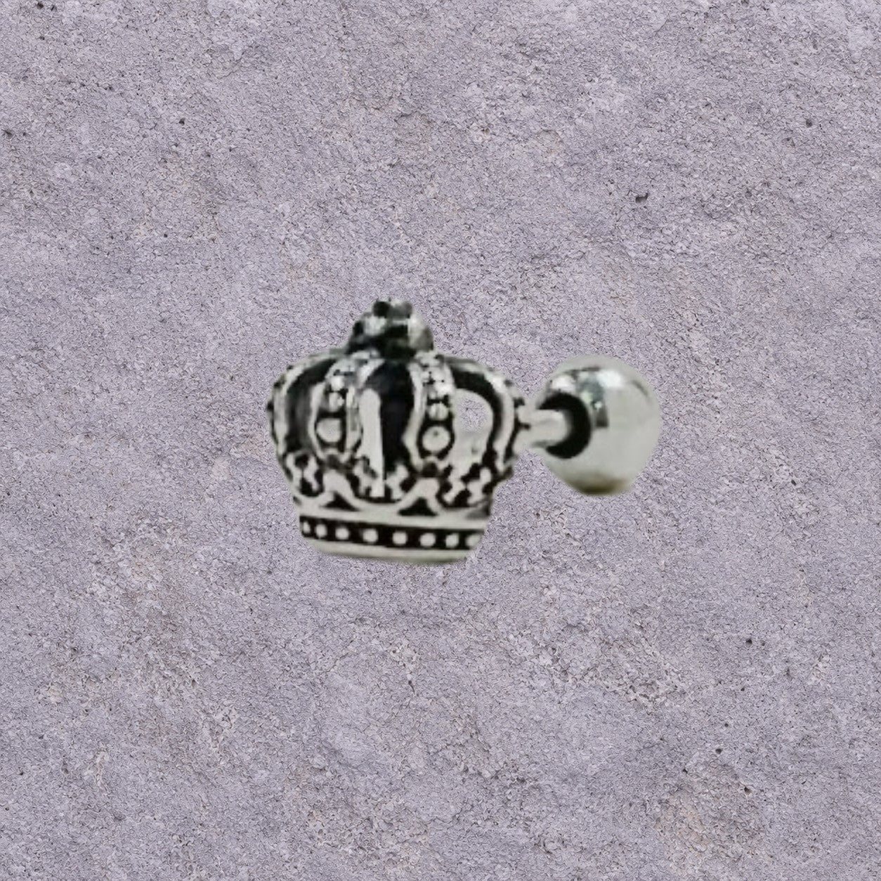 Crown Oxidized Silver Screw Back Studs