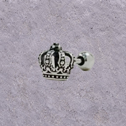 Crown Oxidized Silver Screw Back Studs