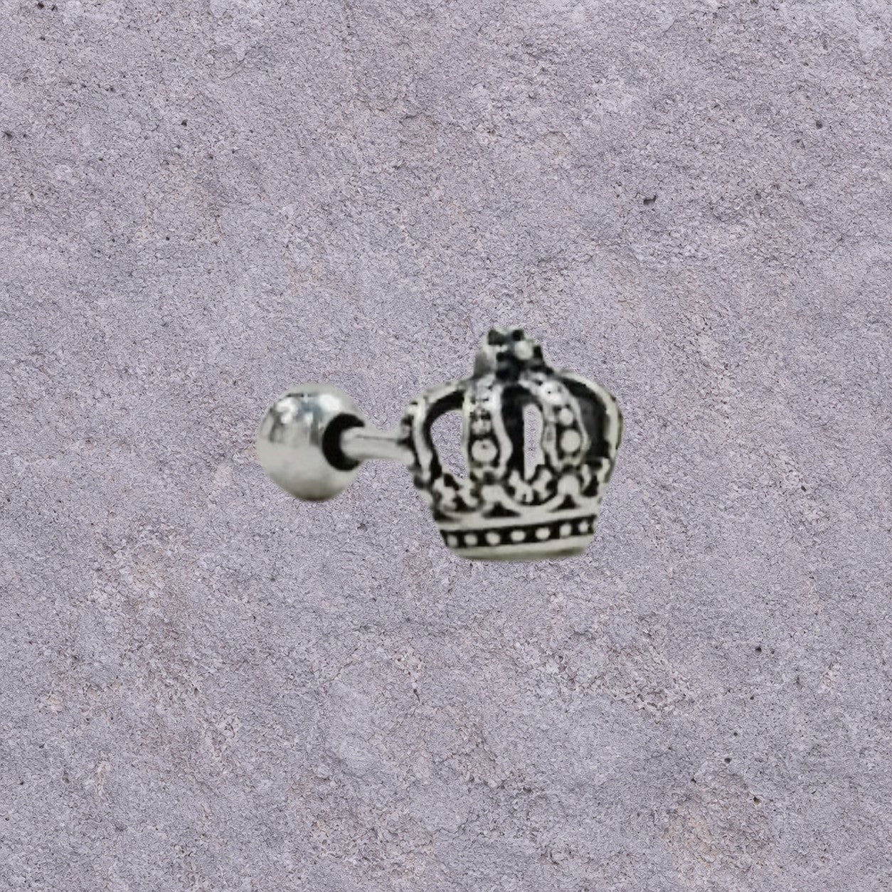 Crown Oxidized Silver Screw Back Studs