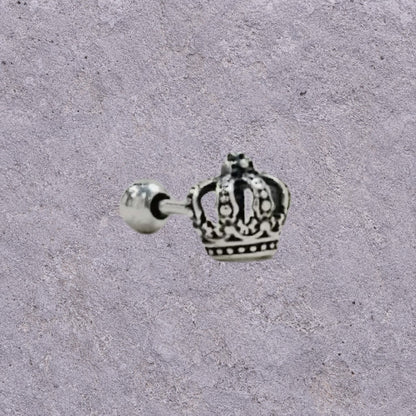 Crown Oxidized Silver Screw Back Studs