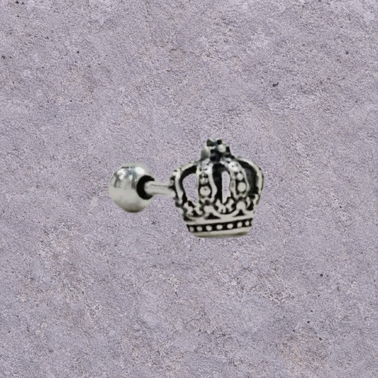 Crown Oxidized Silver Screw Back Studs