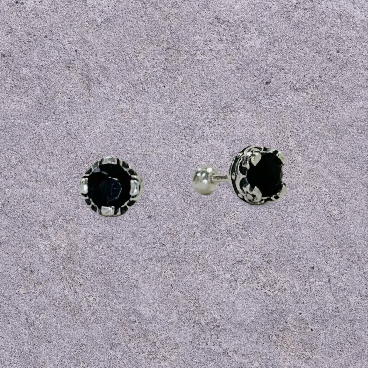 Dark Crown Oxidized Silver Studs