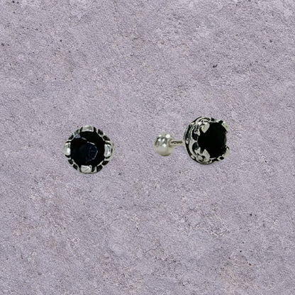Dark Crown Oxidized Silver Studs